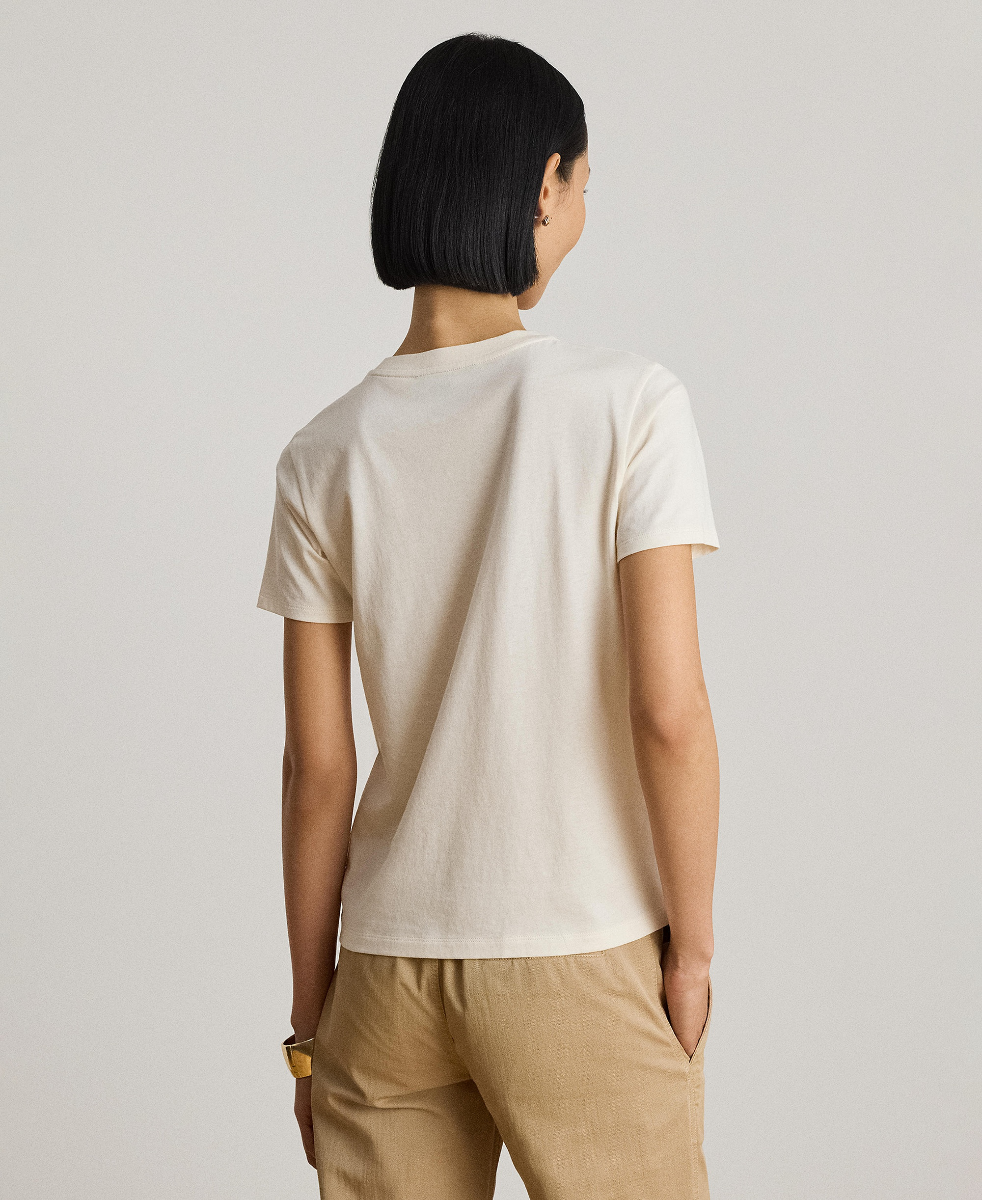 Lauren Ralph Lauren Women's Crewneck Short-Sleeve T-Shirt - Mascarpone Cream
