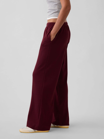 Mid Rise VintageSoft Terry Loose Sweatpants - Purple burgundy
