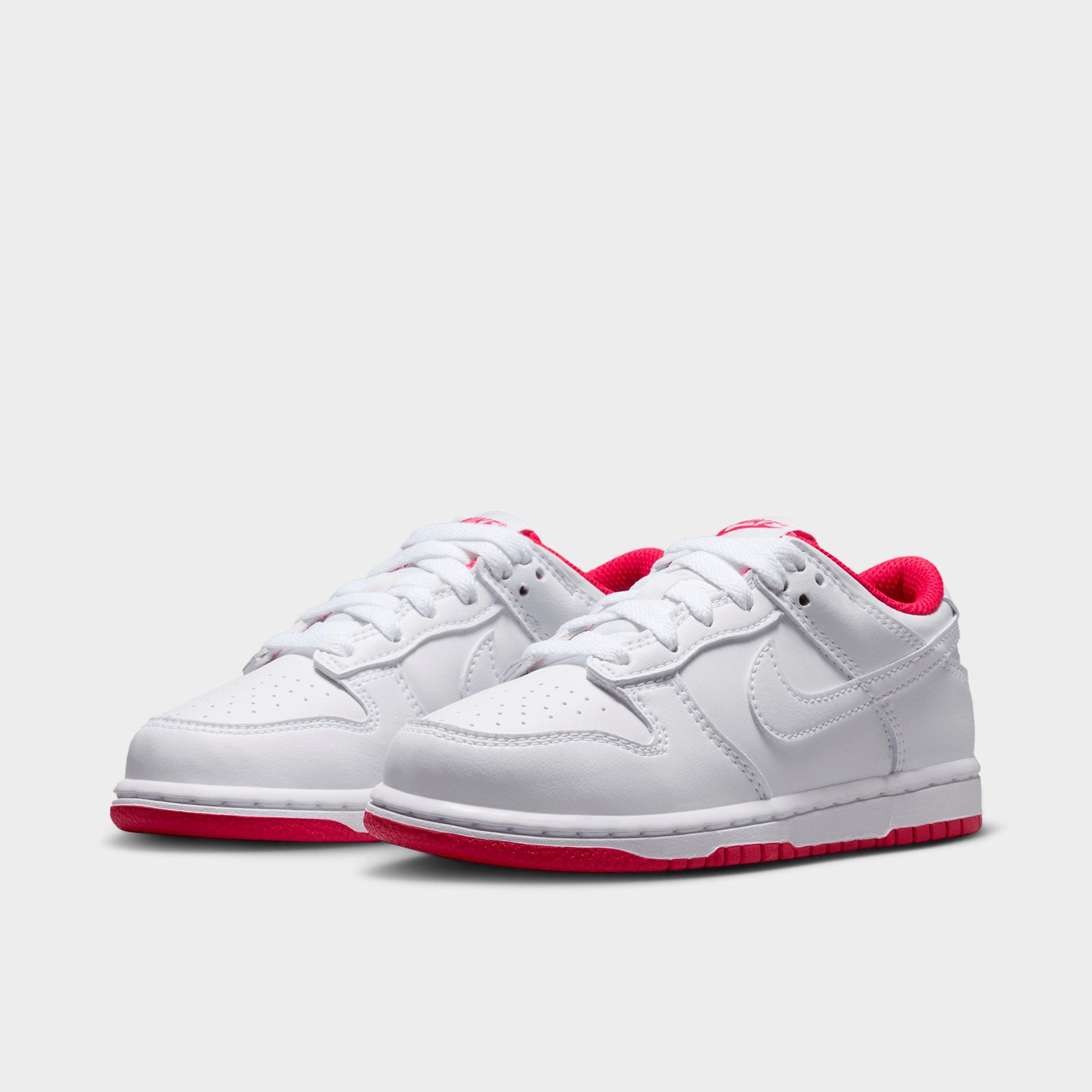 Little Kids' Nithtke Dunk Low Casual Shoes - Part 1 - White/University Red/White - Both shoes facing left