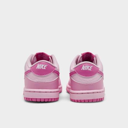Girls' Toddler Nithtke Dunk Low Stretch Lace Casual Shoes - Pink Rise/Pink Foam/White/Playful Pink - Back view