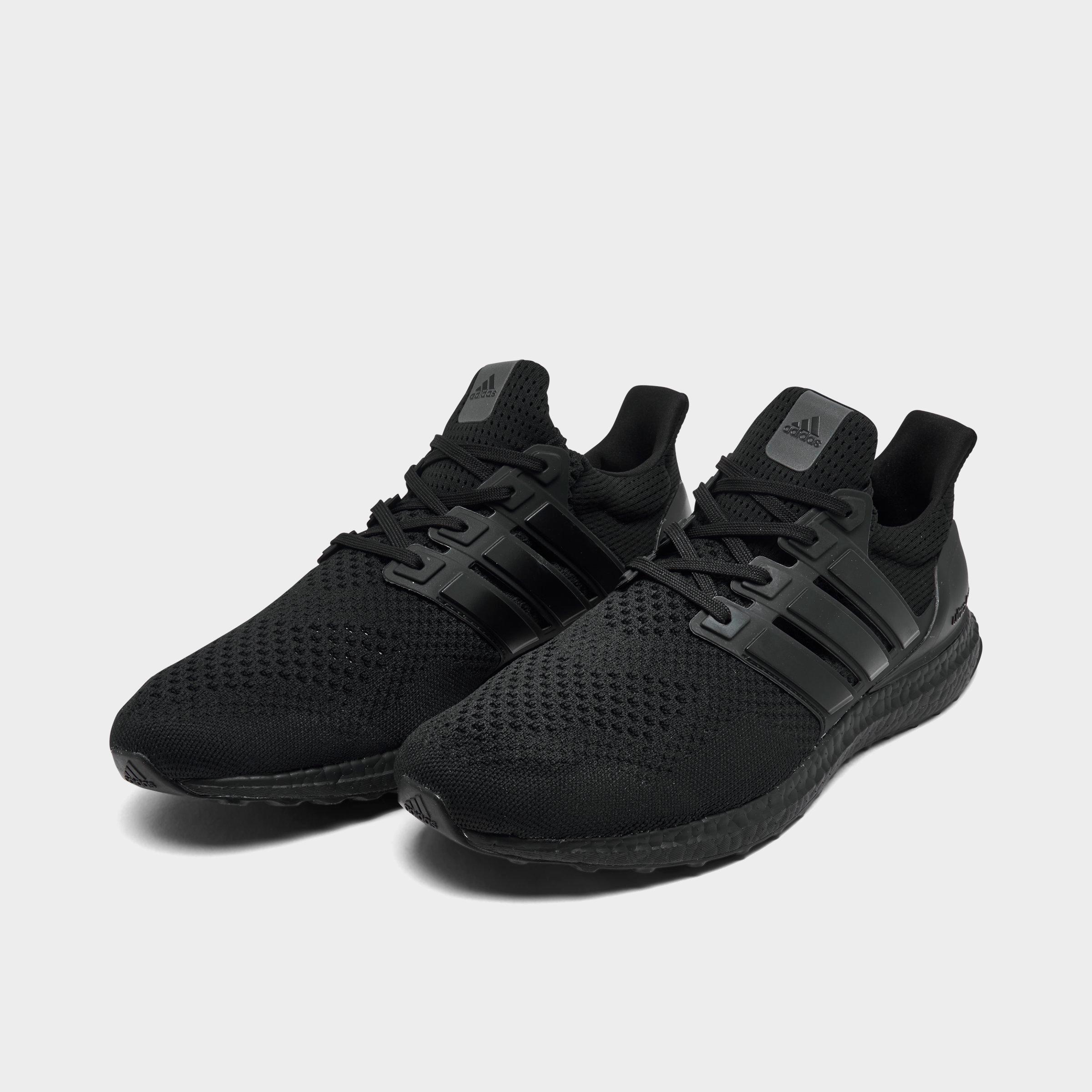 Men's adidas Ultraboost 1.0 Running Shoes - Black/Black/Beam Green - Both shoes facing left