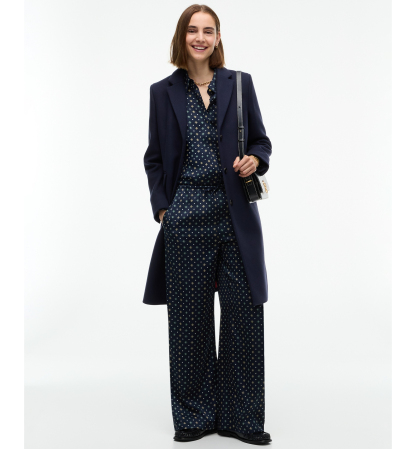 Tommy Hilfiger Women's Fluid Pull On Wide-Leg Satin Pants - Degrade Foulard Dark Blue
