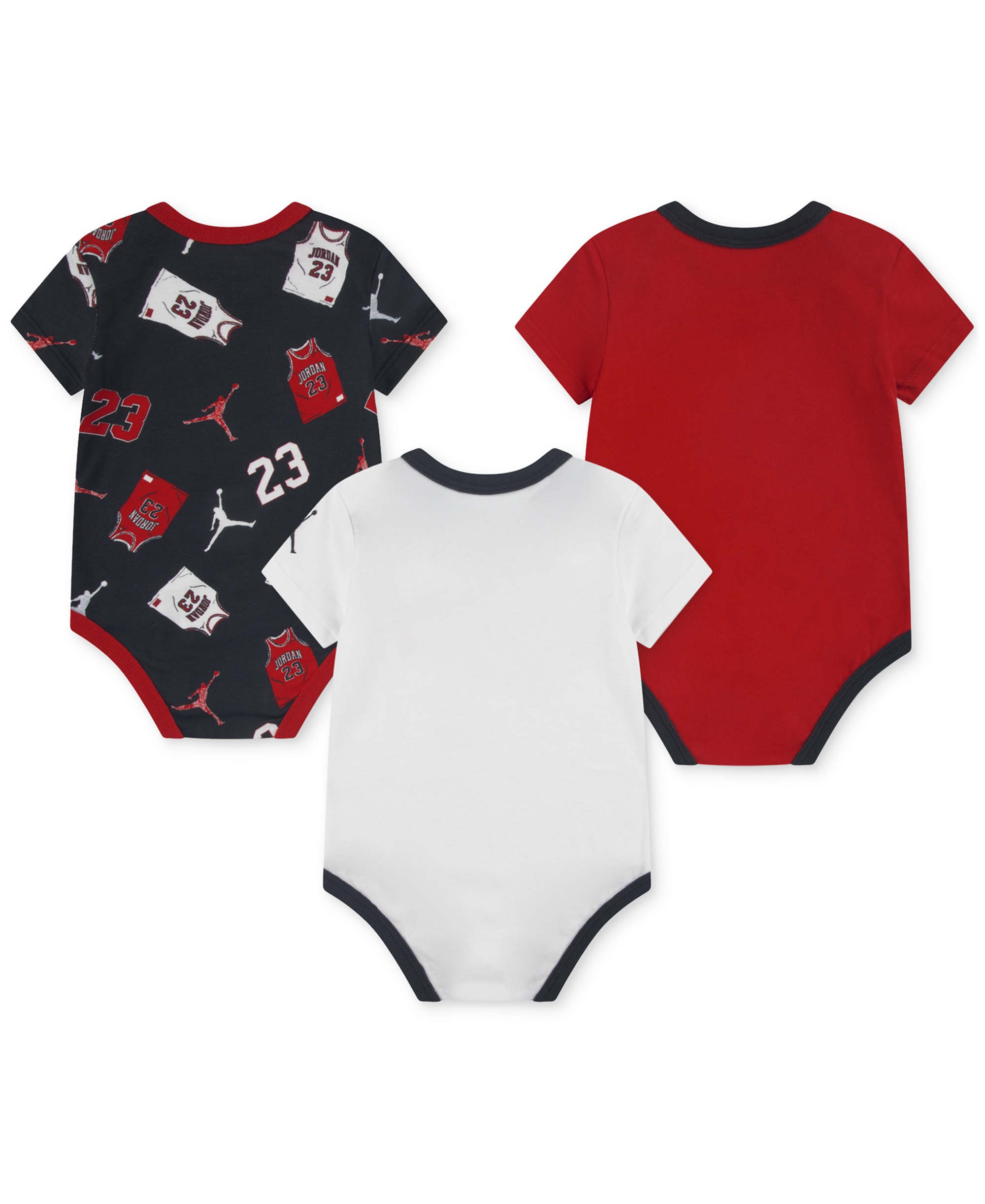 Jordan Baby Boy 3-Pack Short-Sleeve Jersey Bodysuits - Charcoal/White/Red