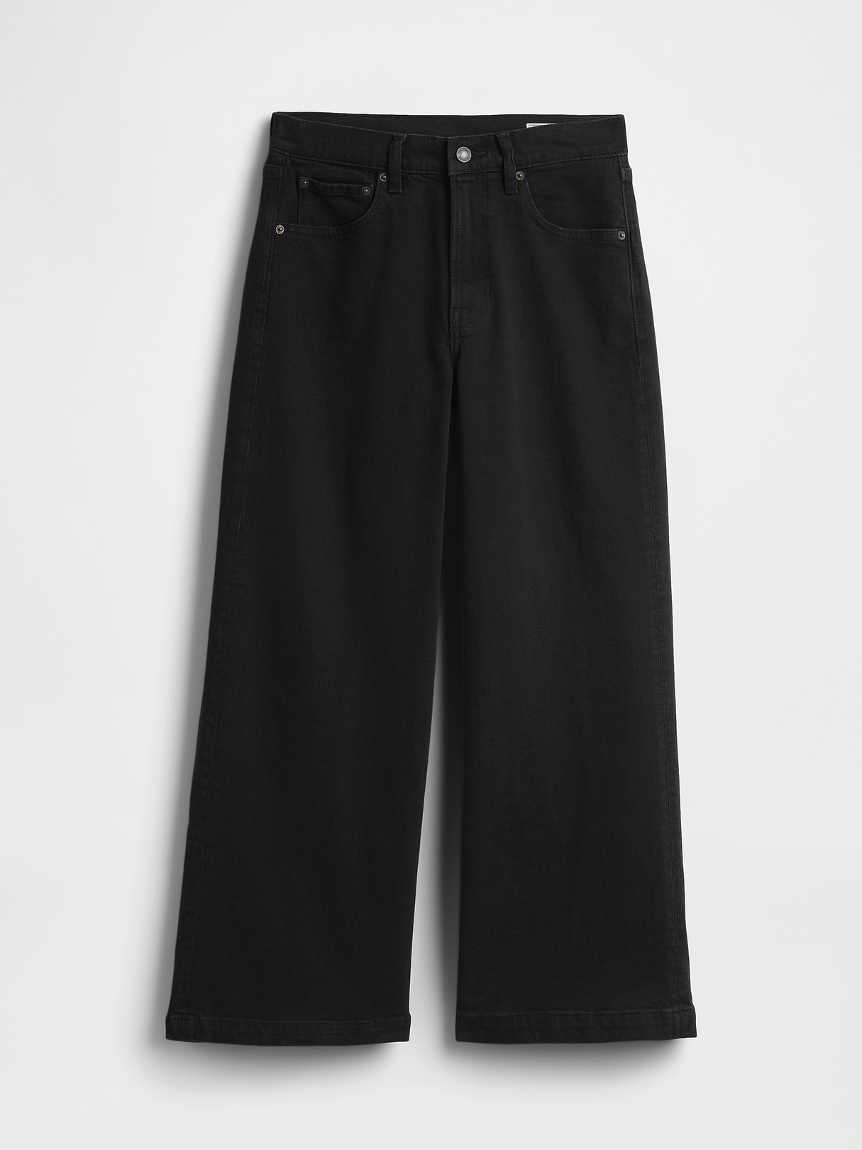 High Rise Stride Wide-Leg Ankle Jeans - Black