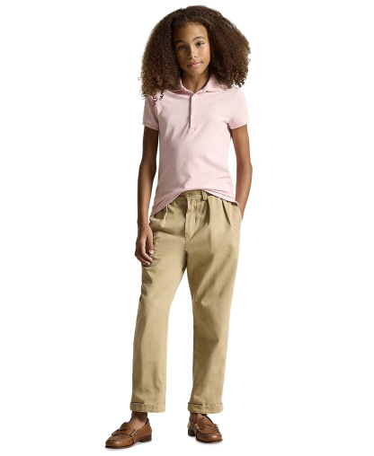 Polo Ralph Lauren Girls' 7-16 Stretch Cotton Mesh Polo Shirt - Hint of Pink