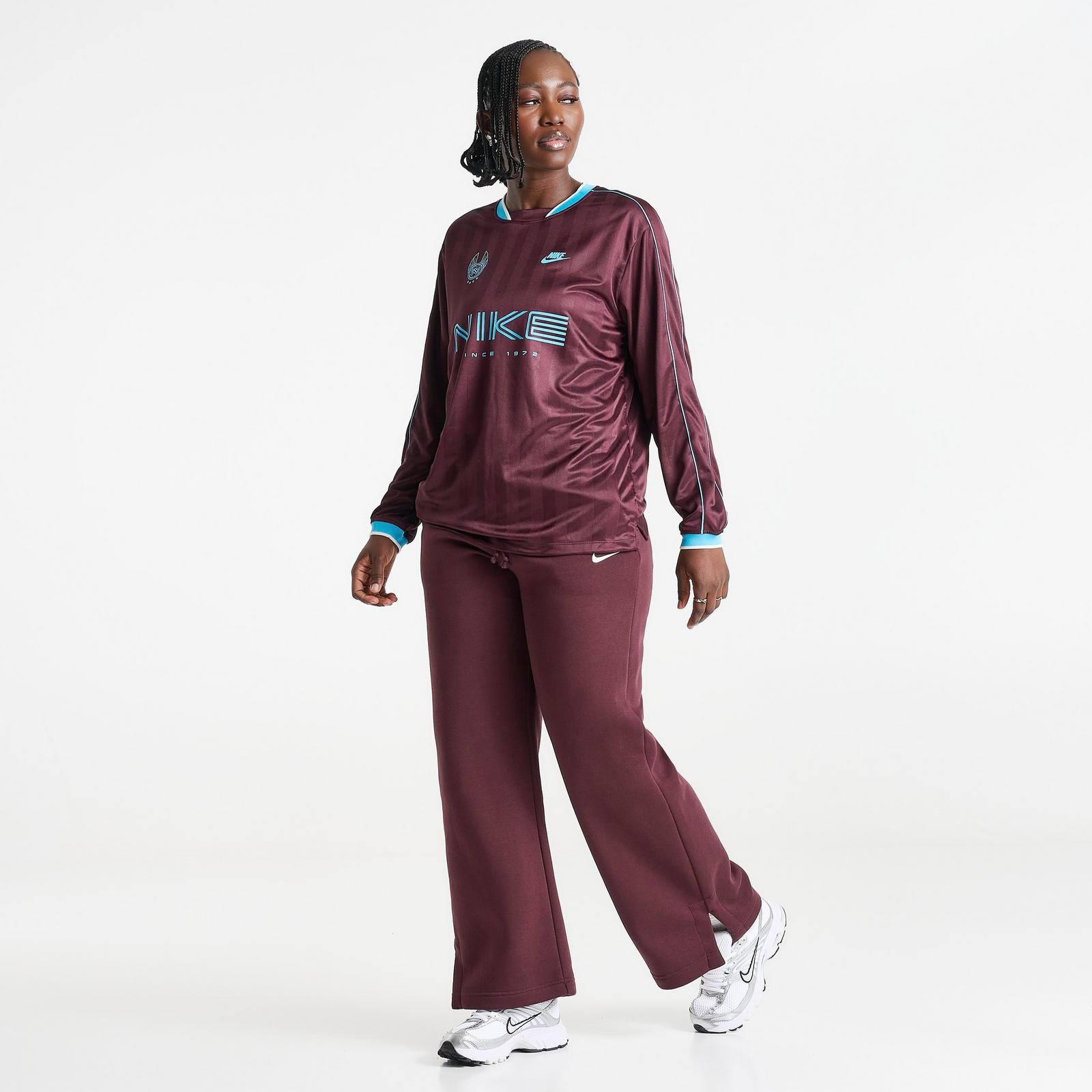 Women's Nike Sportswear Long-Sleeve Jersey Top - Burgundy Crush/Baltic Blue