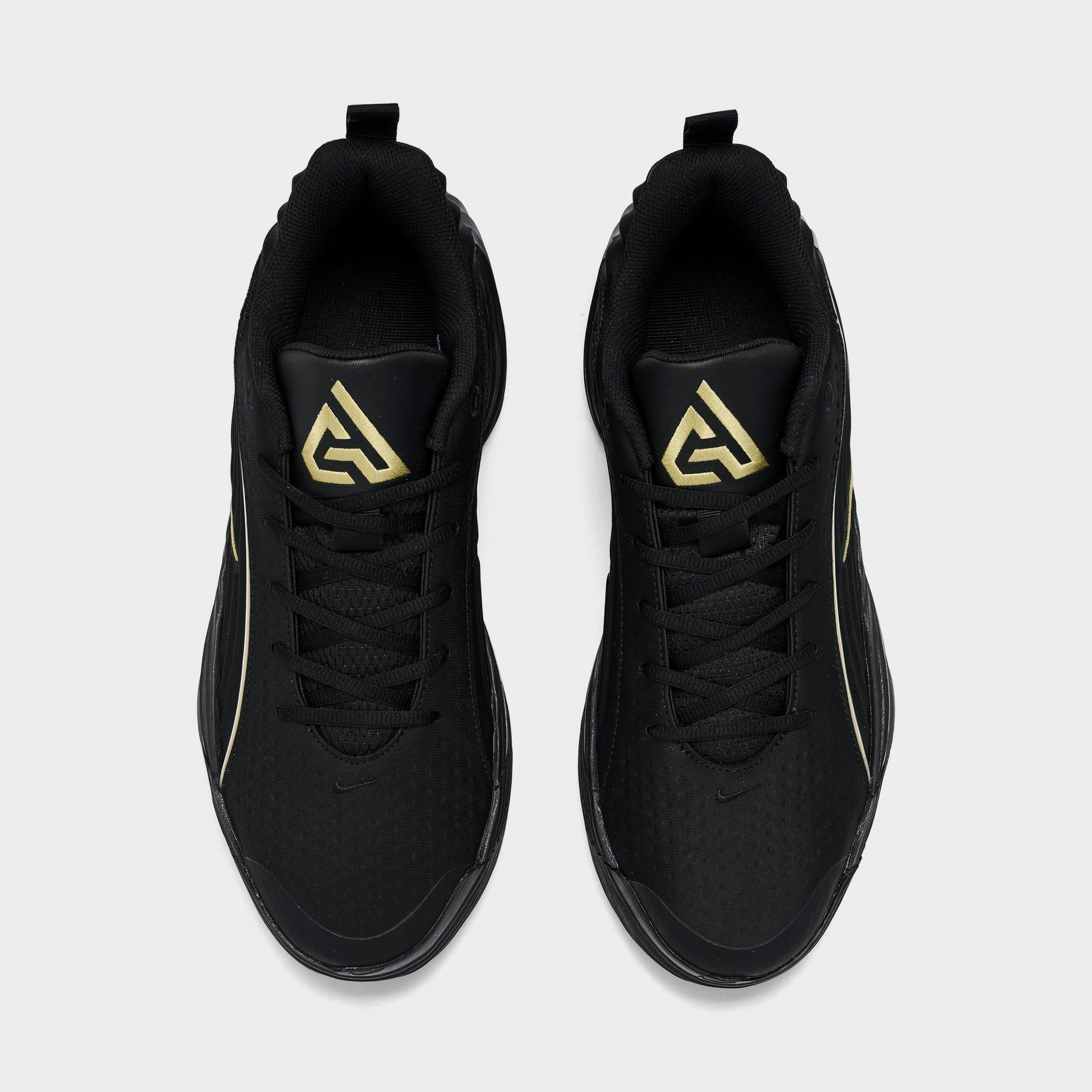 Men's Nithtke Giannis Immortality 5 Basketball Shoes - Part 1 - Black/Gum Light Brown/Volt/Metallic Gold - Top view