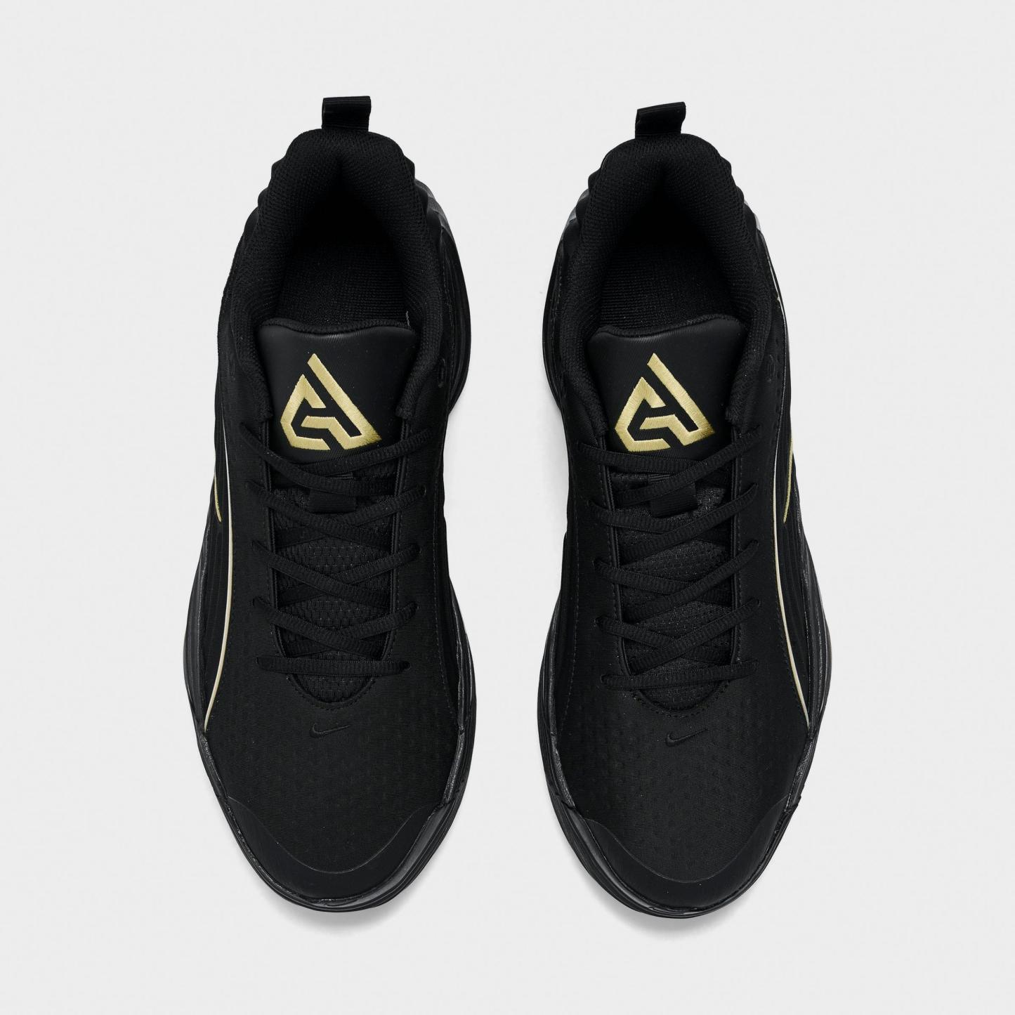 Men's Nithtke Giannis Immortality 5 Basketball Shoes - Part 1 - Black/Gum Light Brown/Volt/Metallic Gold - Top view