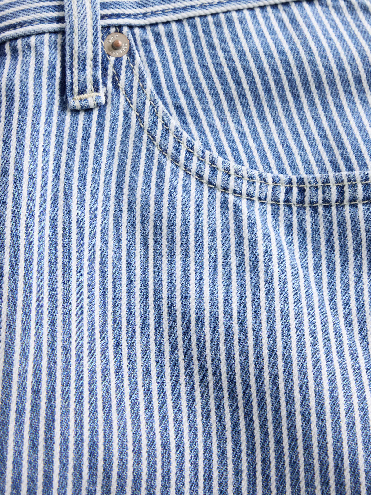 High Rise Barrel Jeans - Blue railroad stripe