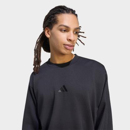 Men's adidas Essentials 3-Stripes Fleece Crewneck Sweatshirt - Black/Black
