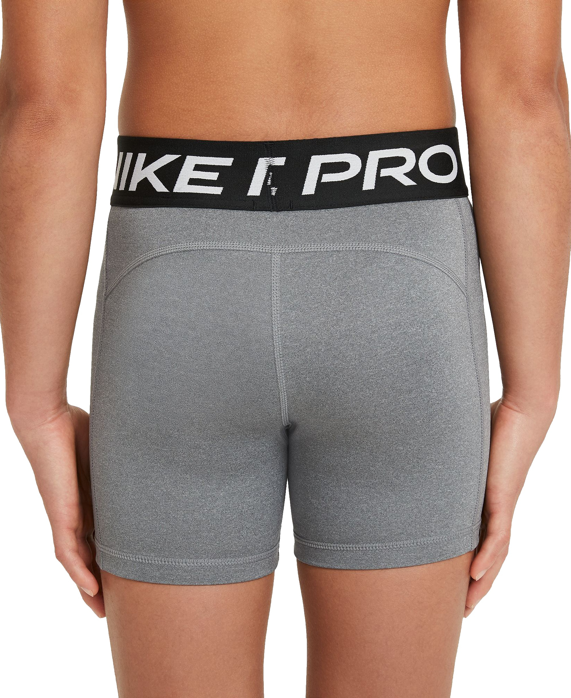 Nike Girls' 7-16 Pro Elastic Waist 3" Shorts - Carbon Heather Gray
