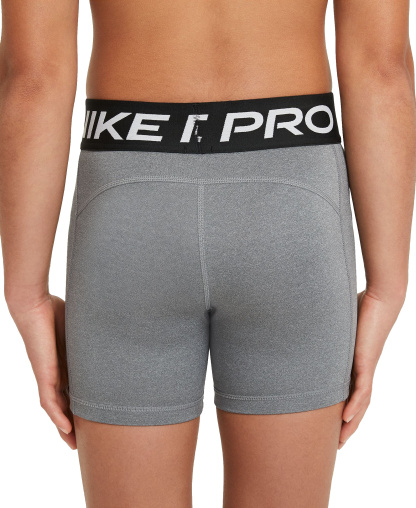 Nike Girls' 7-16 Pro Elastic Waist 3" Shorts - Carbon Heather Gray