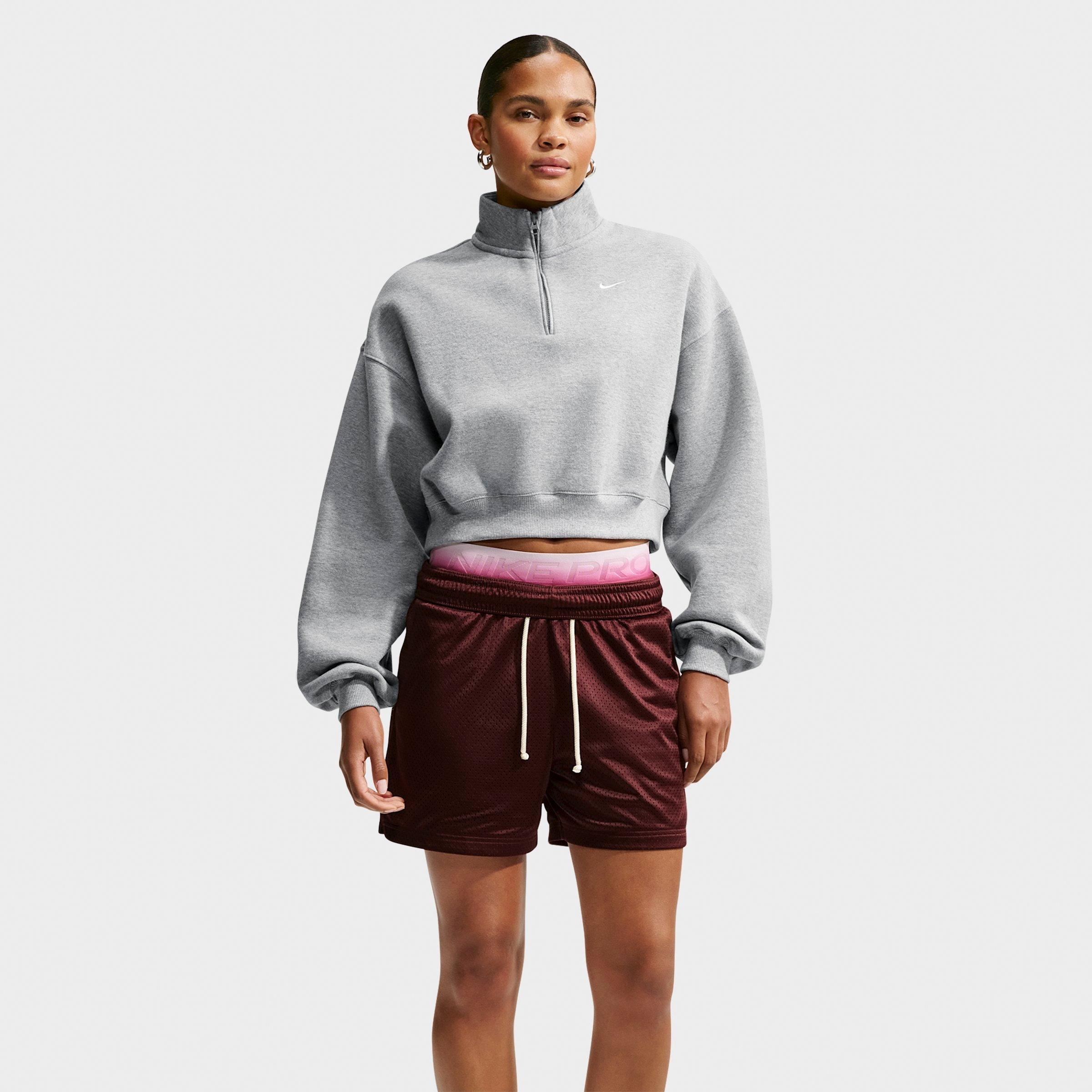 Women's Nithtke Studio Fleece Medium-Weight Oversized Cropped Quarter-Zip Jacket - Dark Grey Heather/Sail