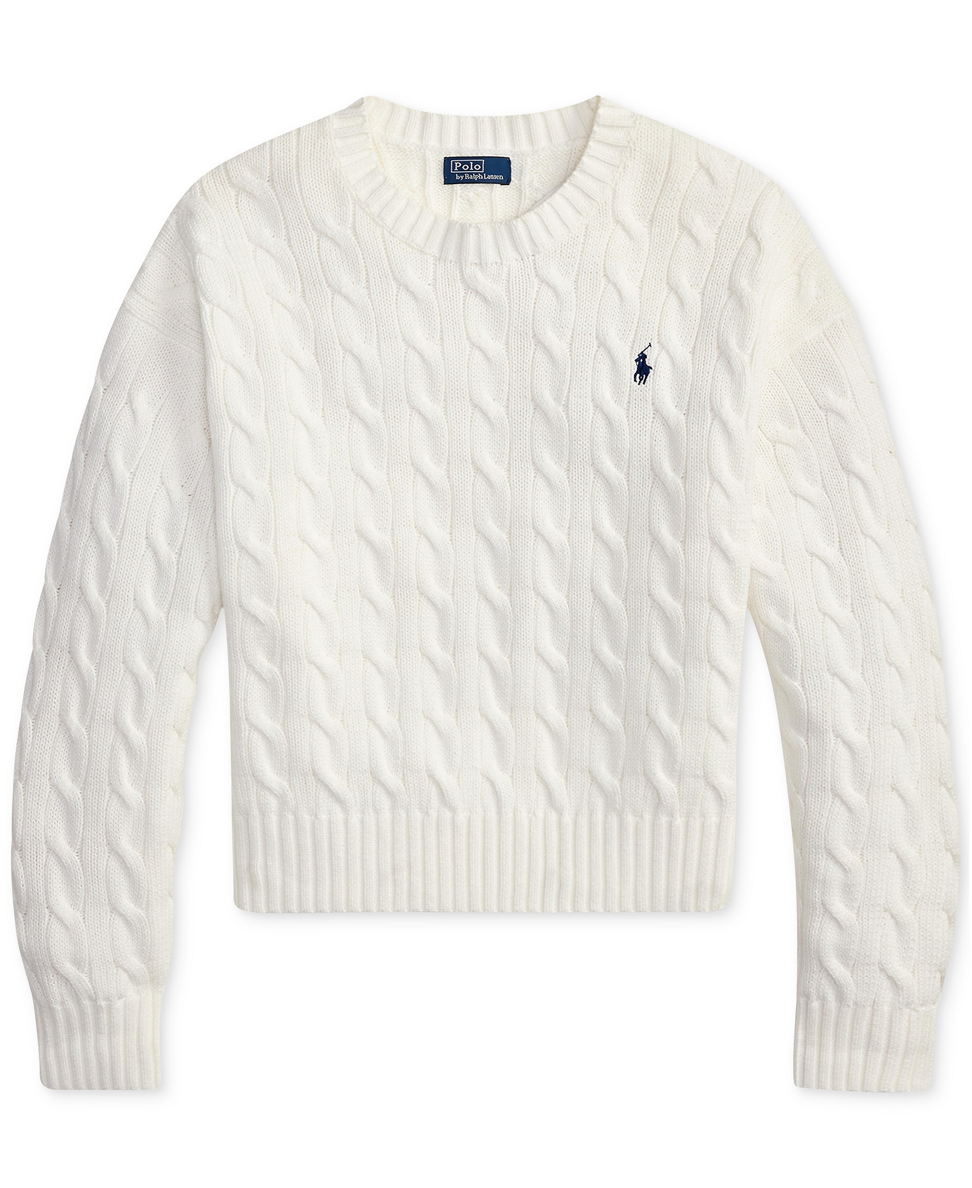 Polo Ralph Lauren Women's Cable-Knit Cotton Crewneck Sweater - White