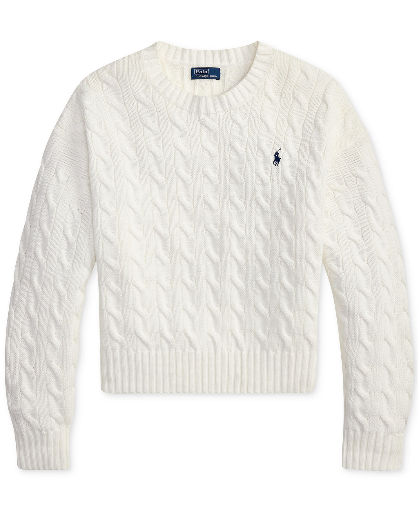 Polo Ralph Lauren Women's Cable-Knit Cotton Crewneck Sweater - White