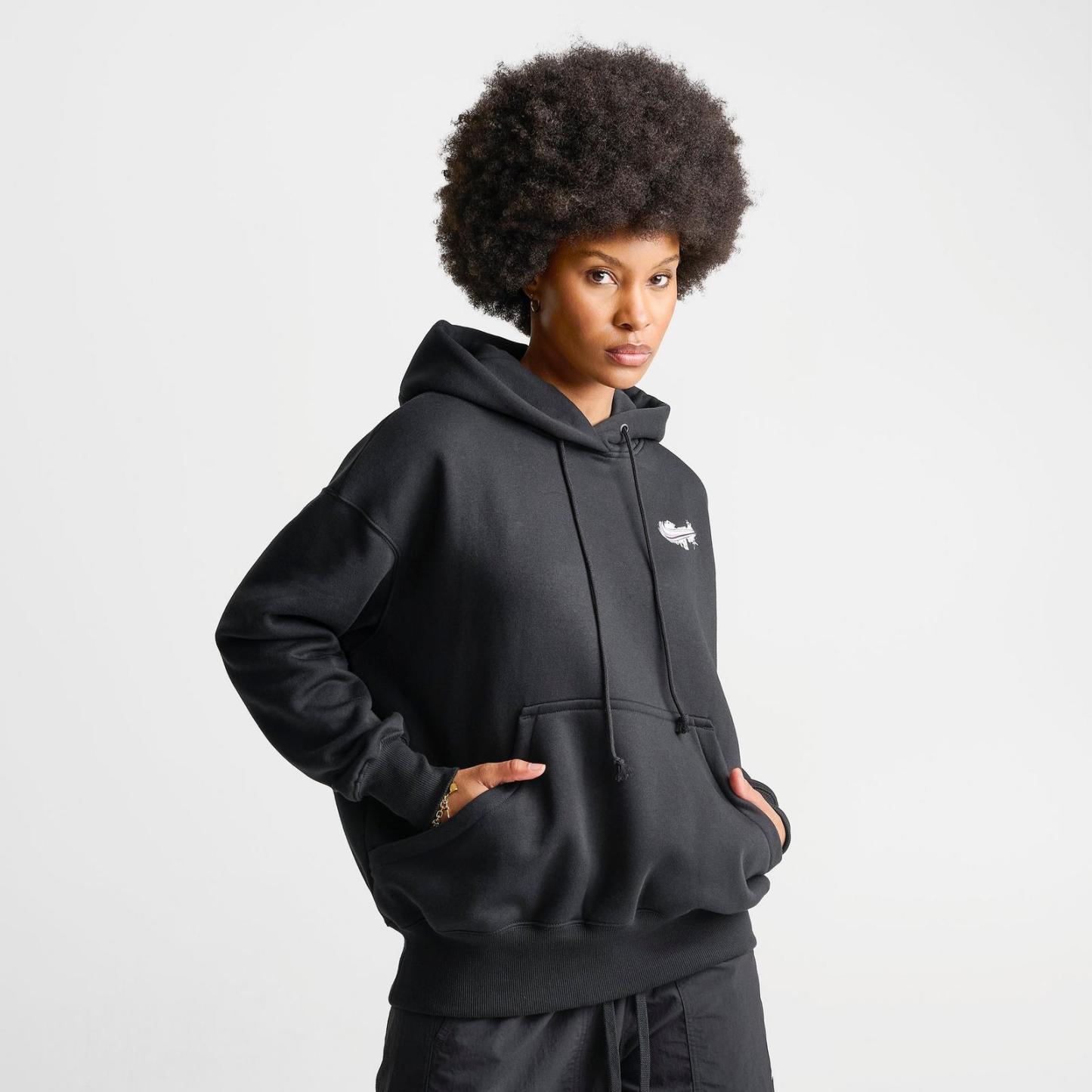 Women's Nike Sportswear Phoenix Fleece Airbrushed Oversized Pullover Hoodie - Black/Light Magenta