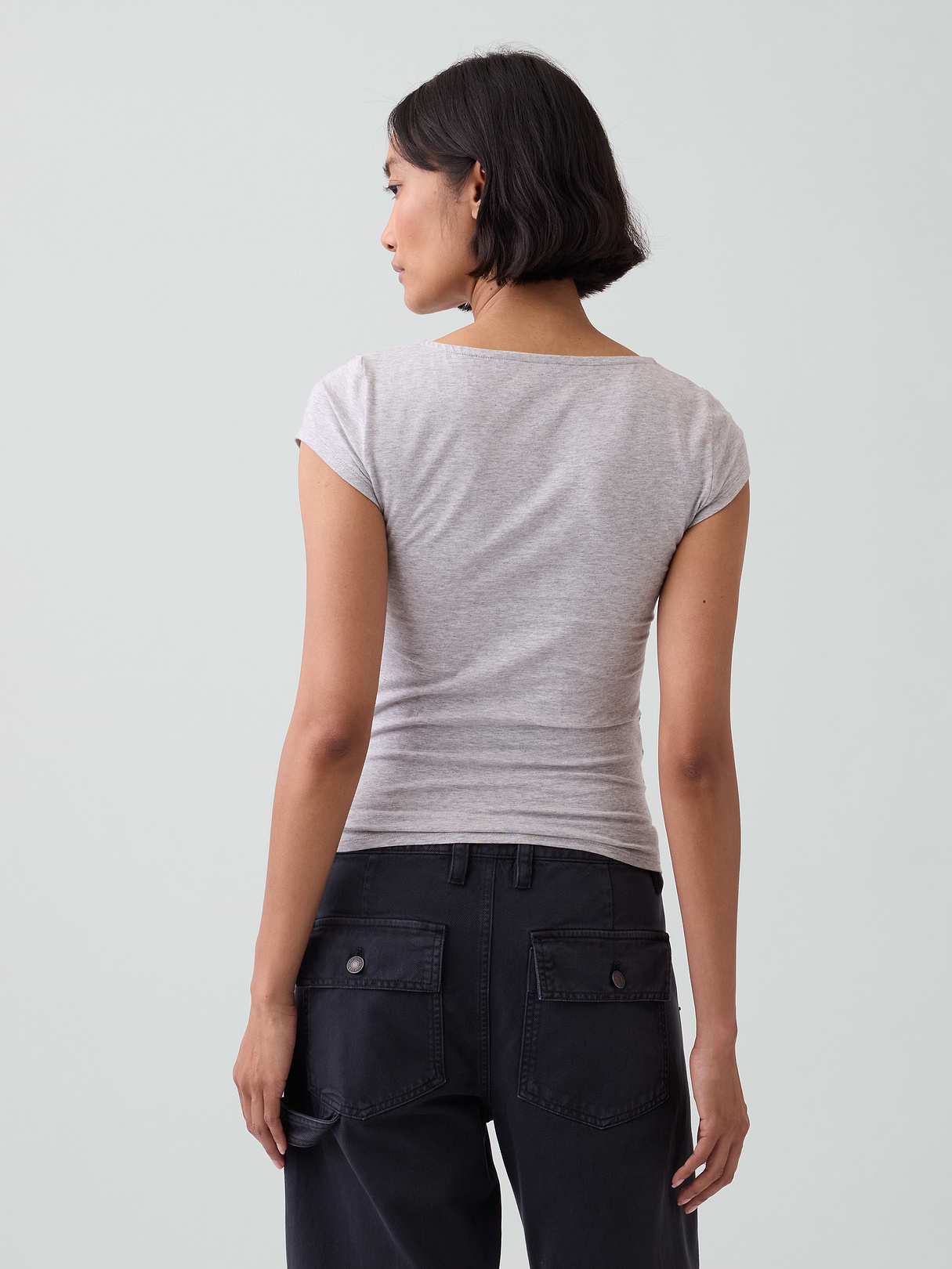 CloseKnit Jersey V-Neck T-Shirt - Light heather grey