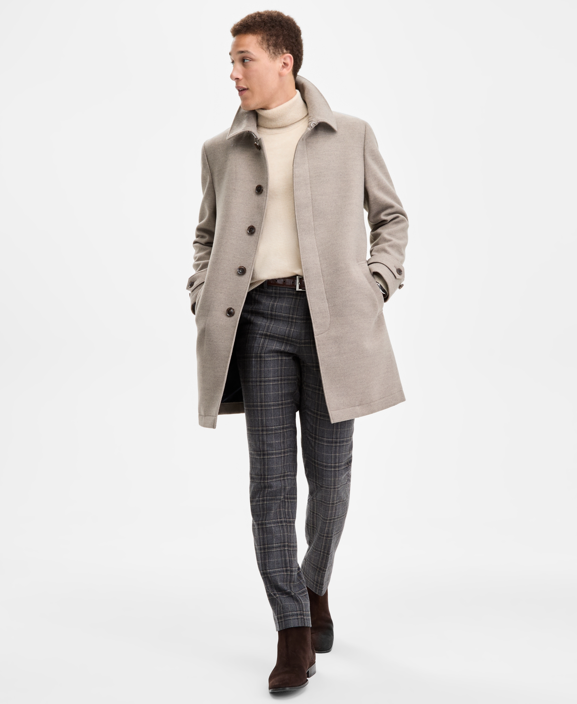 Tommy Hilfiger Men Modern Fit Car Coat - Taupe