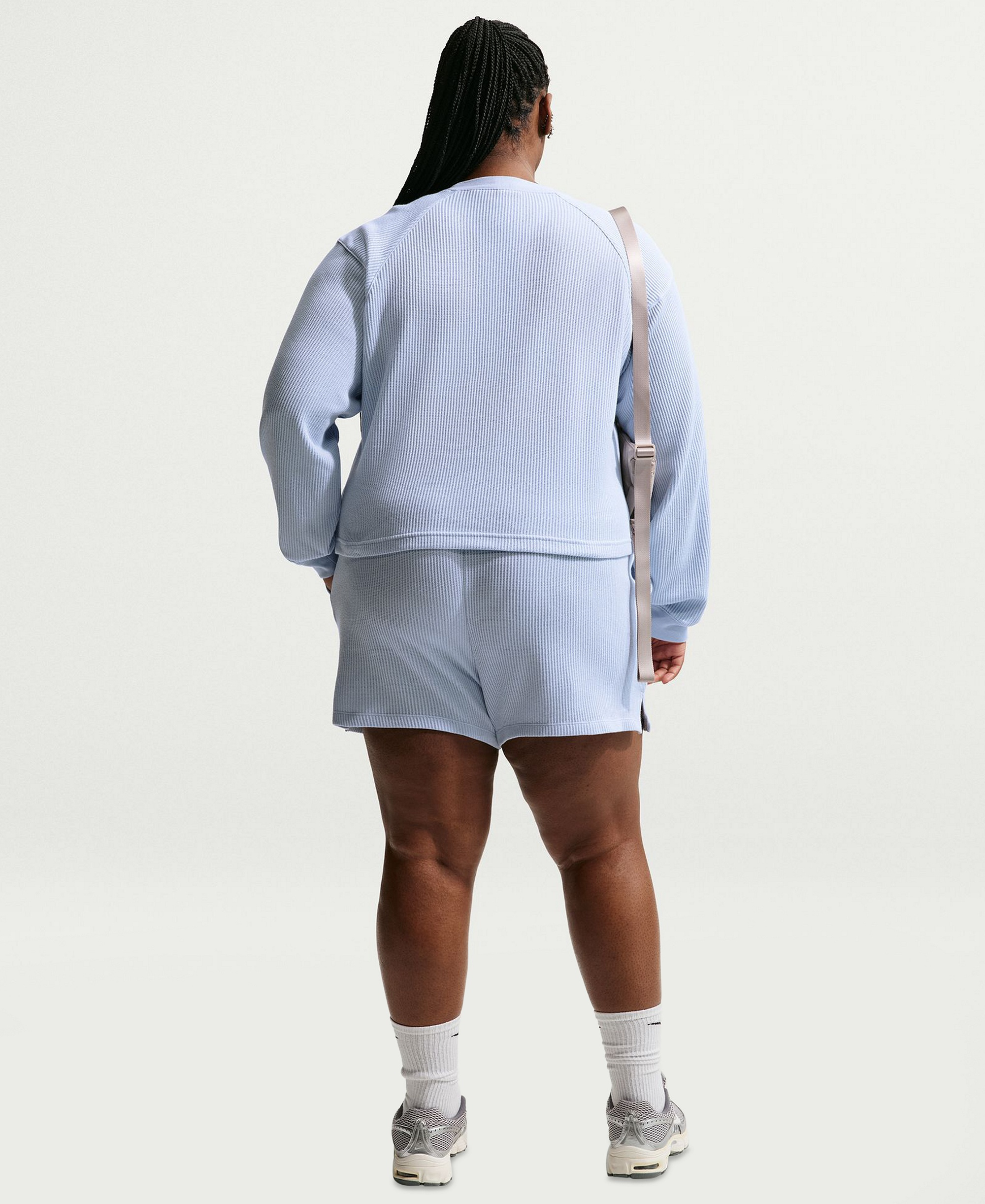 Nike Women's Sportswear Chill Waffle Loose Mid-Rise Shorts - Hydrogen Blue/Sail
