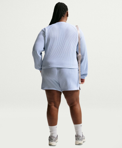 Nike Women's Sportswear Chill Waffle Loose Mid-Rise Shorts - Hydrogen Blue/Sail