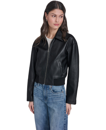 Levi's Women's Faux Leather Bomber Jacket - Black