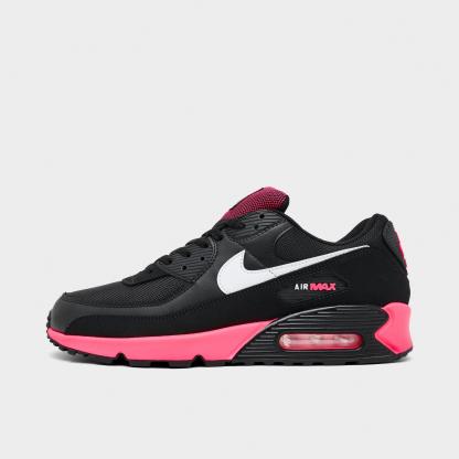 Men's Nithtke Air Max 90 Casual Shoes - Part 1 - Black/Racer Pink/White - Left shoe facing left. Outside of the shoe.