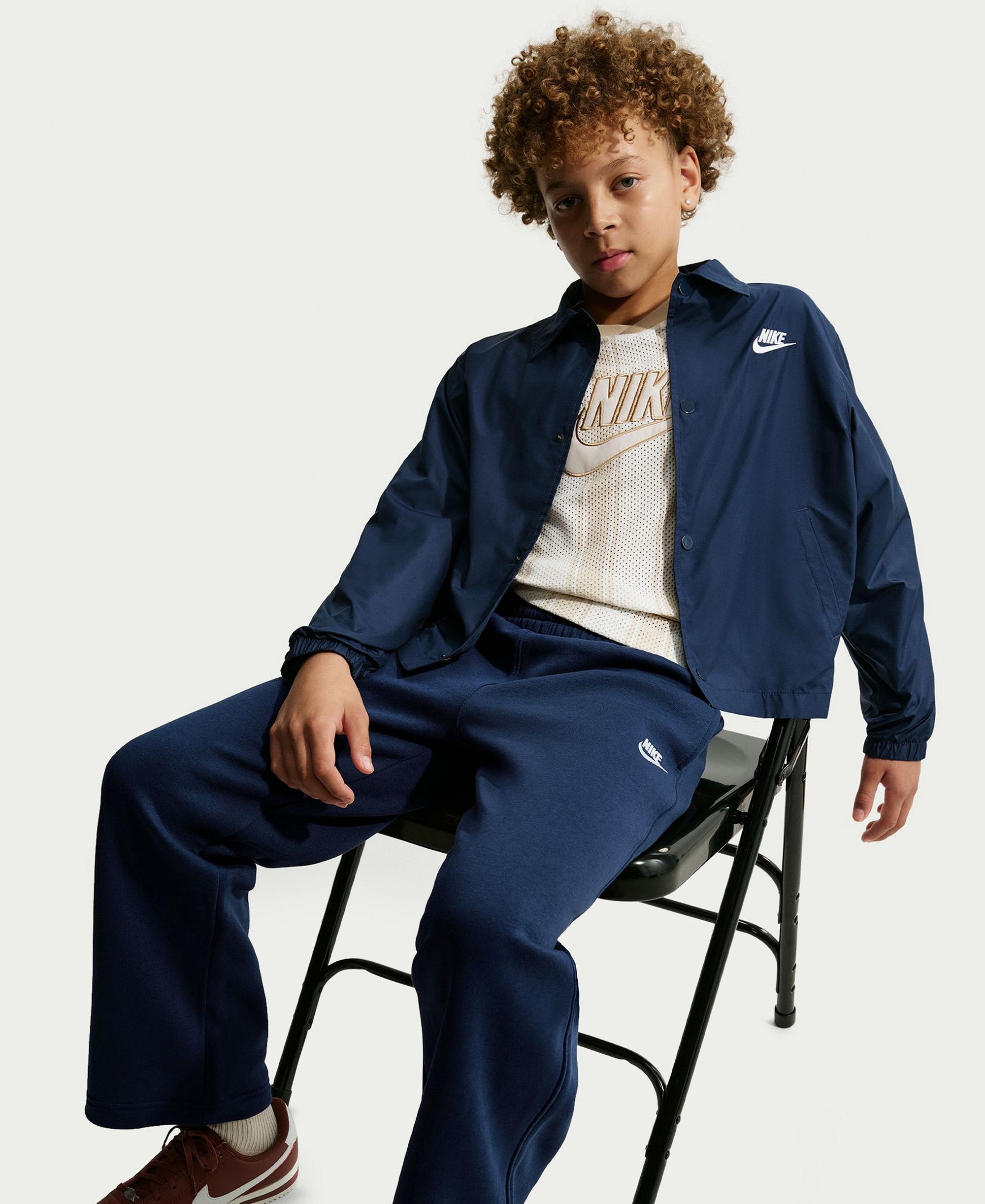 Nike Girls' and Boys' 7-20 Sportswear Loose Open-Hem Pants - Mnnavy/whi