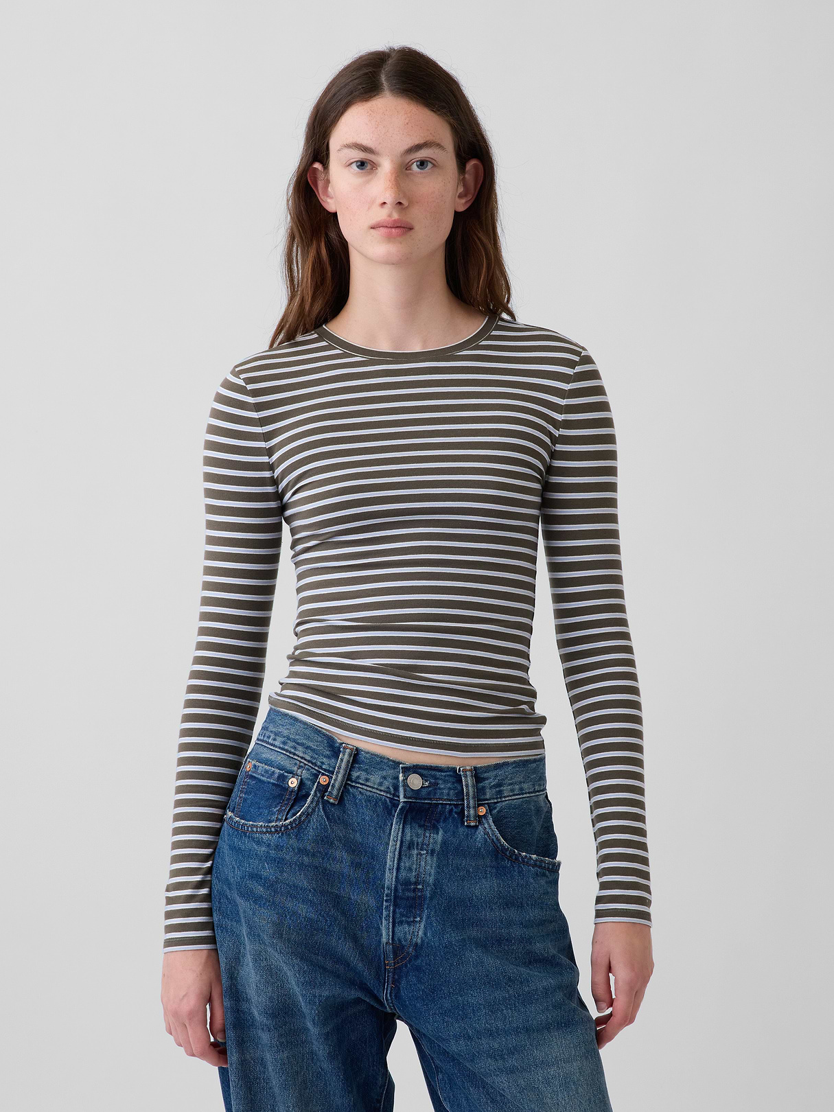 CloseKnit Jersey T-Shirt - Olive green stripe