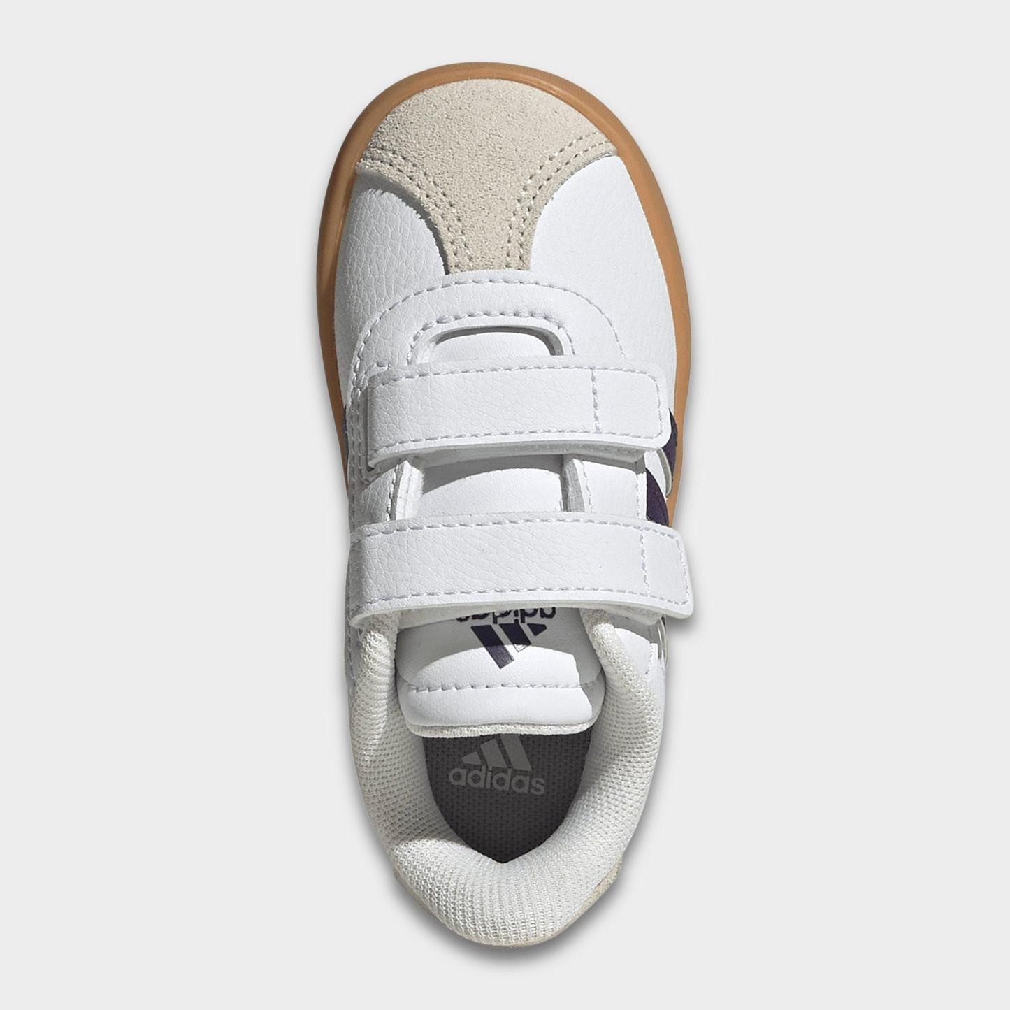 Kids' Toddler adidas VL Court 3.0 Hook-And-Loop Casual Shoes - Footwear White/Violet/Gum - Top view