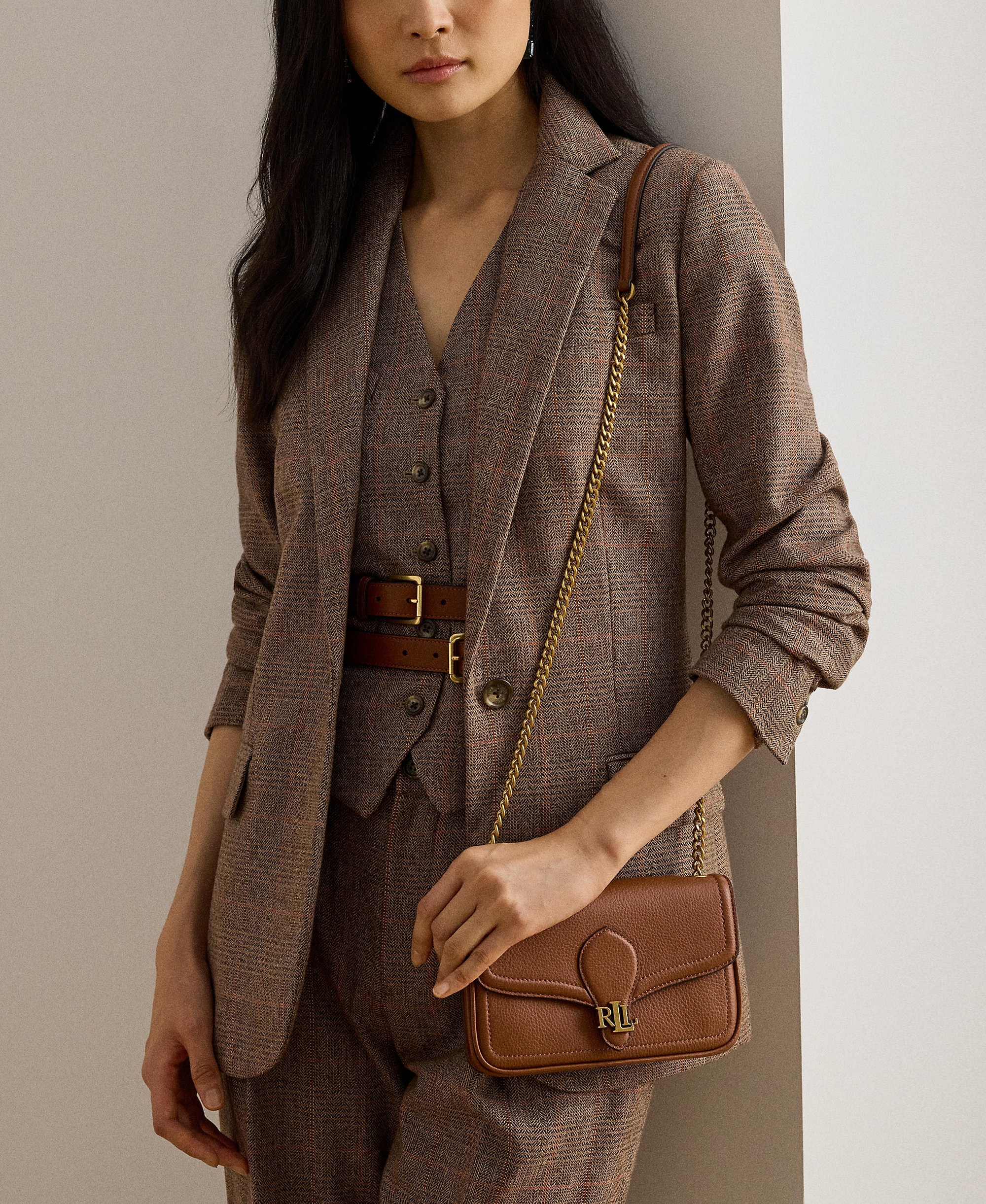 Lauren Ralph Lauren Bradley Small Pebbled Leather Crossbody Wallet - Lauren Tan