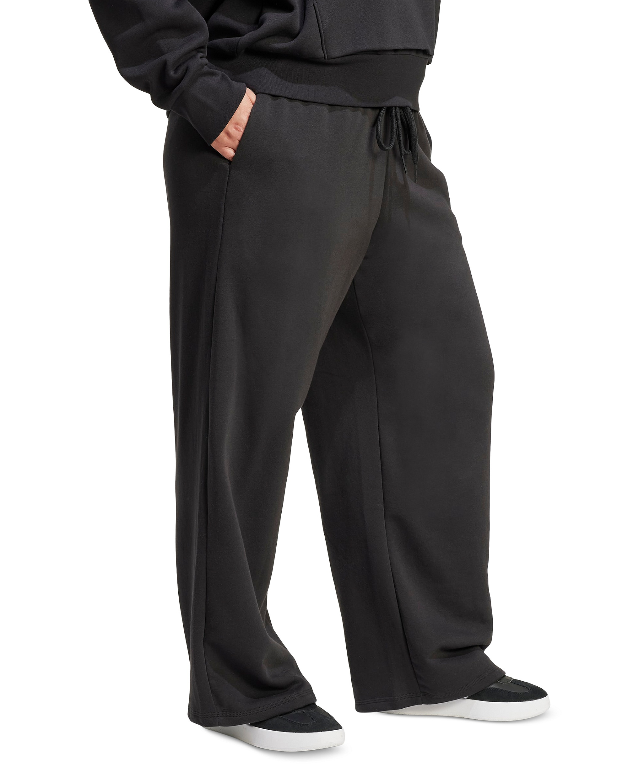 adidas Plus Size Essentials Fleece Mid-Rise Sweatpants - Black