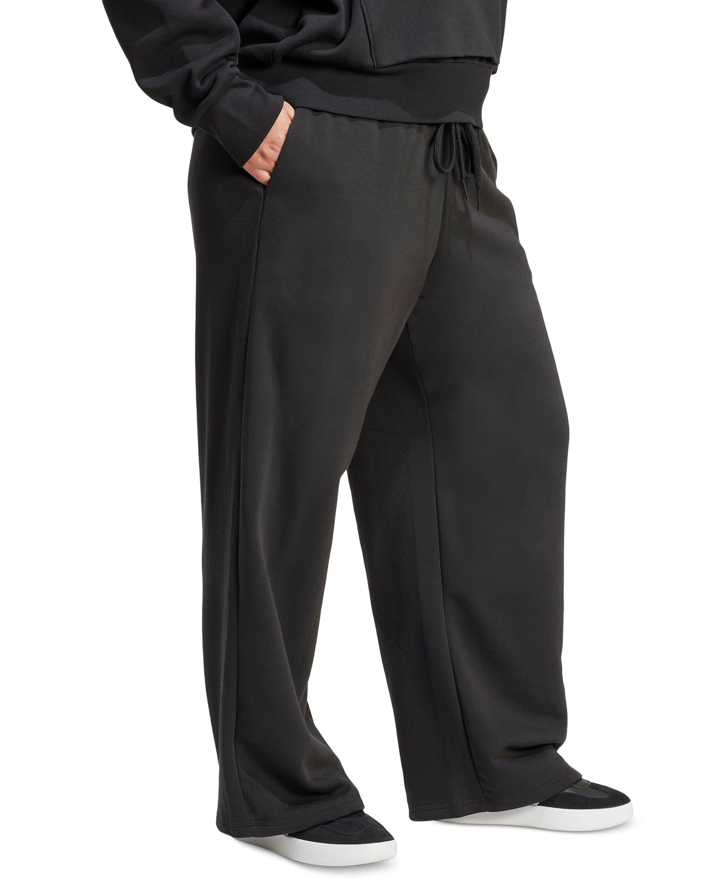 adidas Plus Size Essentials Fleece Mid-Rise Sweatpants - Black