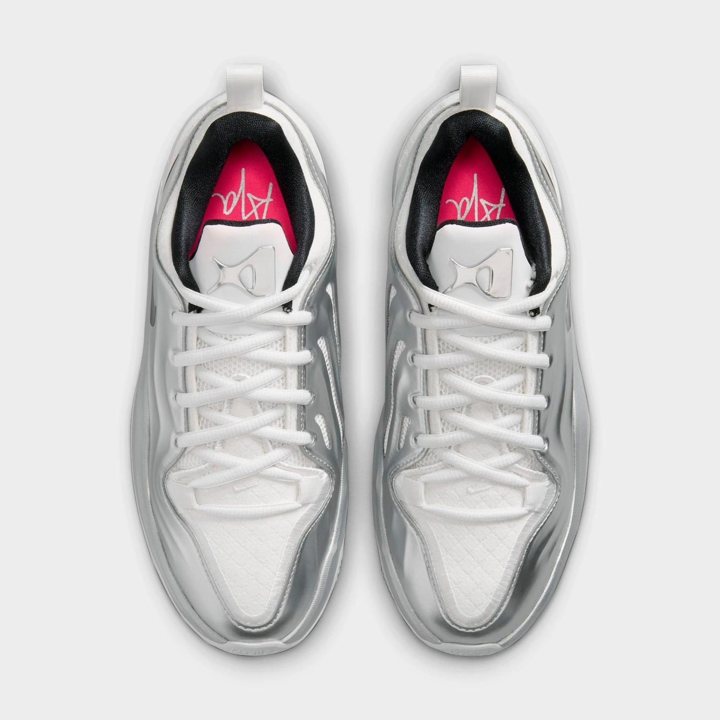 Girls' Big Kids' Nithtke A'Two A'ja Wilson Basketball Shoes - Summit White/Metallic Silver/Black - Top view