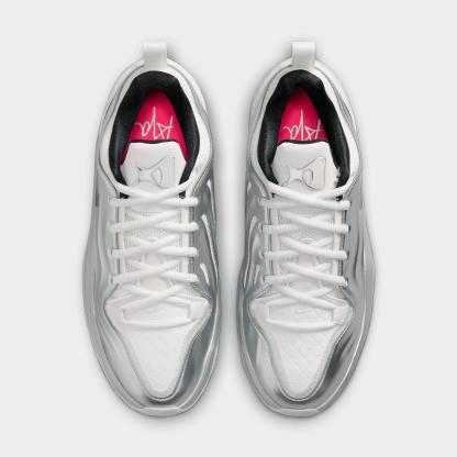 Girls' Big Kids' Nithtke A'Two A'ja Wilson Basketball Shoes - Summit White/Metallic Silver/Black - Top view