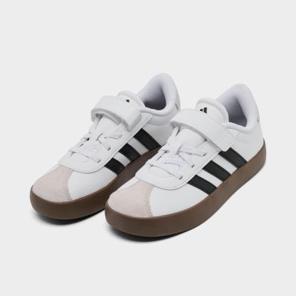 Little Kids' adidas VL Court 3.0 Hook-And-Loop Casual Shoes - Cloud White/Core Black/Grey One - Both shoes facing left