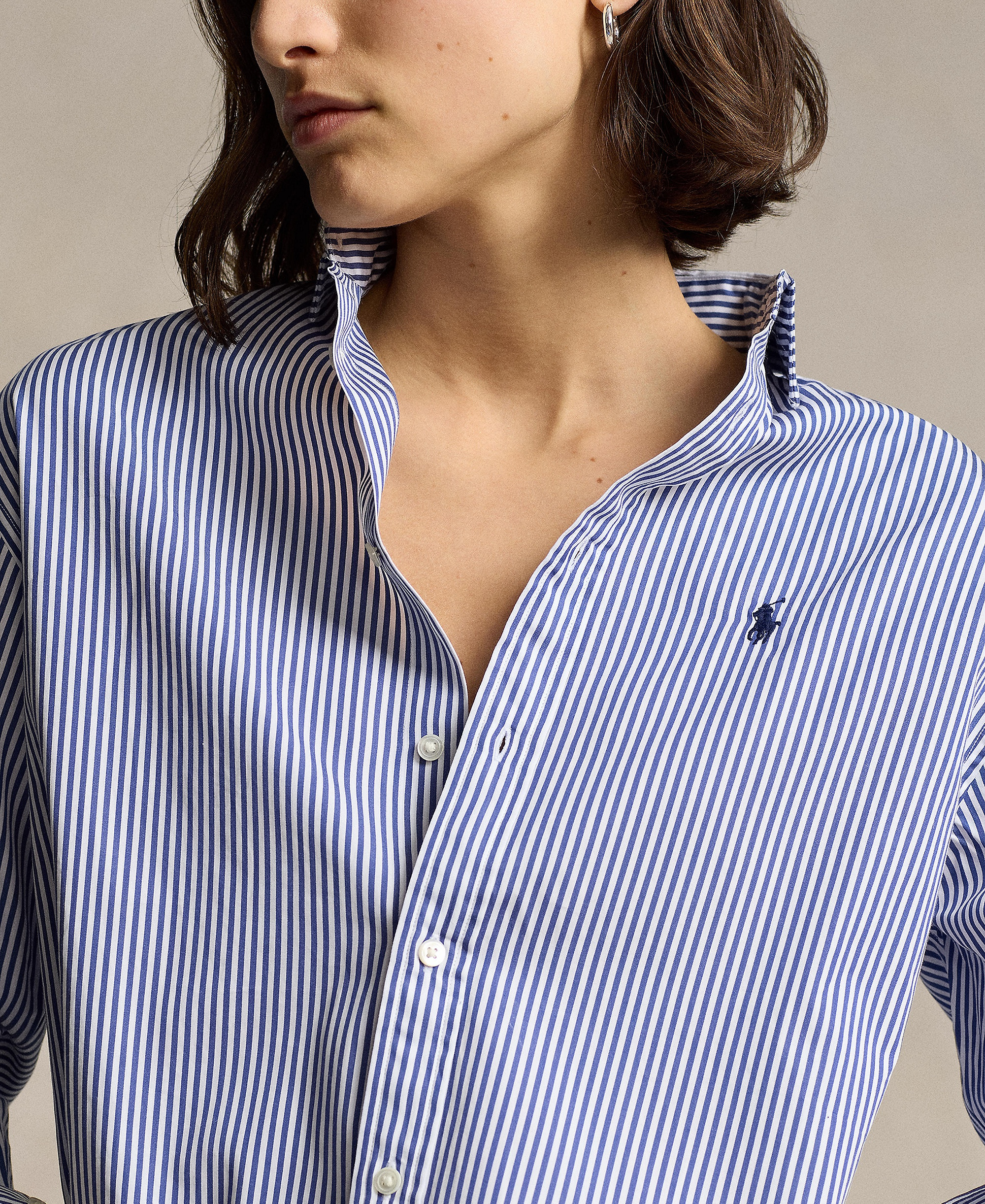 Polo Ralph Lauren Women's Relaxed-Fit Striped Cotton Shirt - Cabana Blue/ White