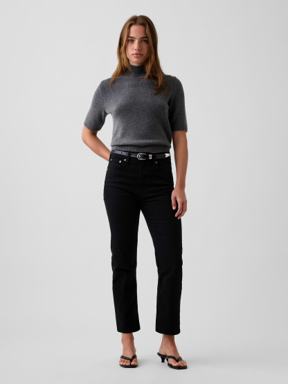 High Rise ’90s Slim Straight Crop Jeans - Black wash