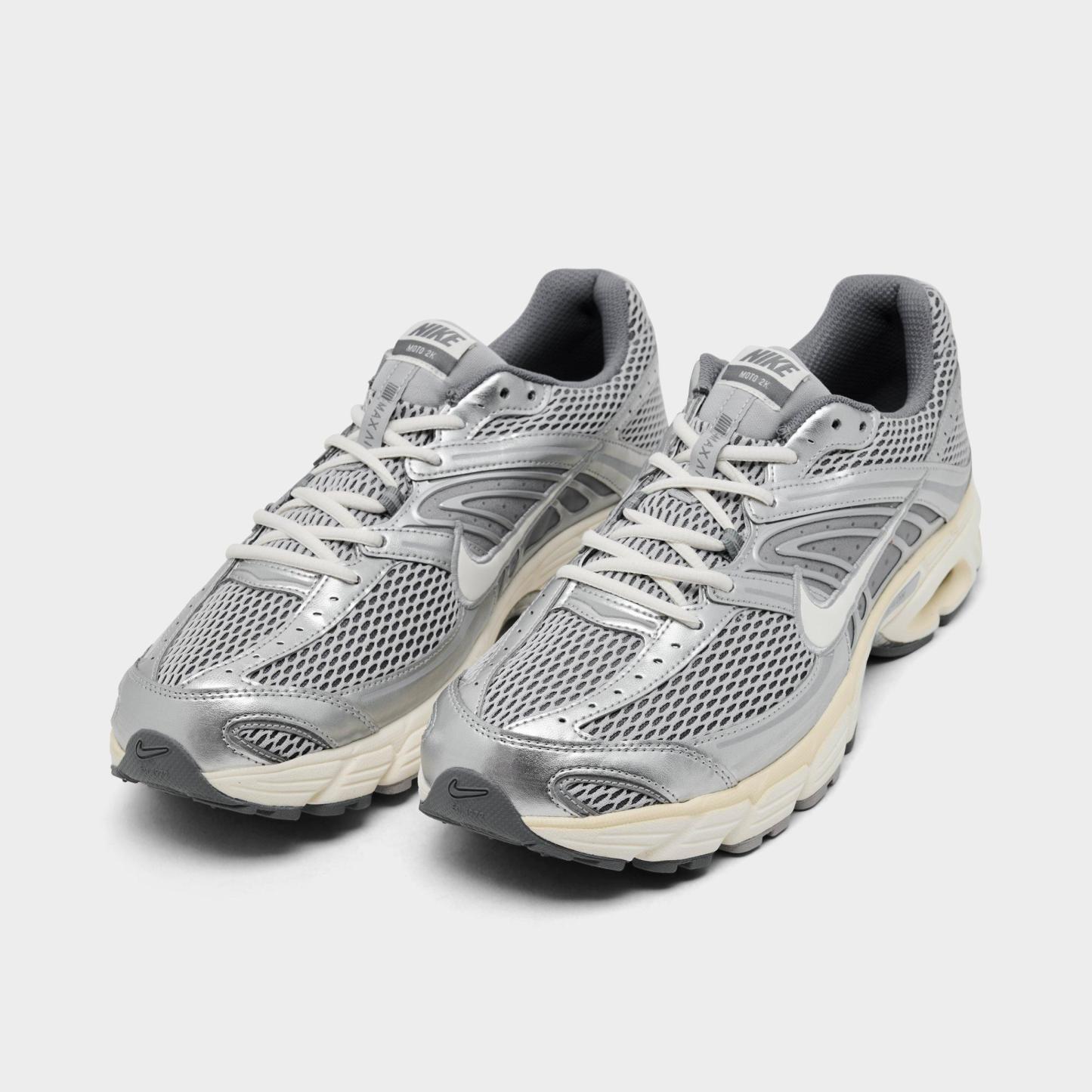 Men's Nithtke Air Max Moto 2K Casual Shoes - Light Smoke Grey/Sail/Cool Grey/Coconut Milk/Metallic Silver - Both shoes facing left