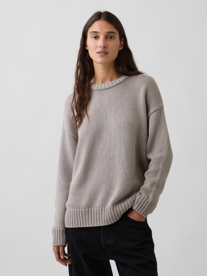100% Cotton Oversized Sweater - Medium cool brown