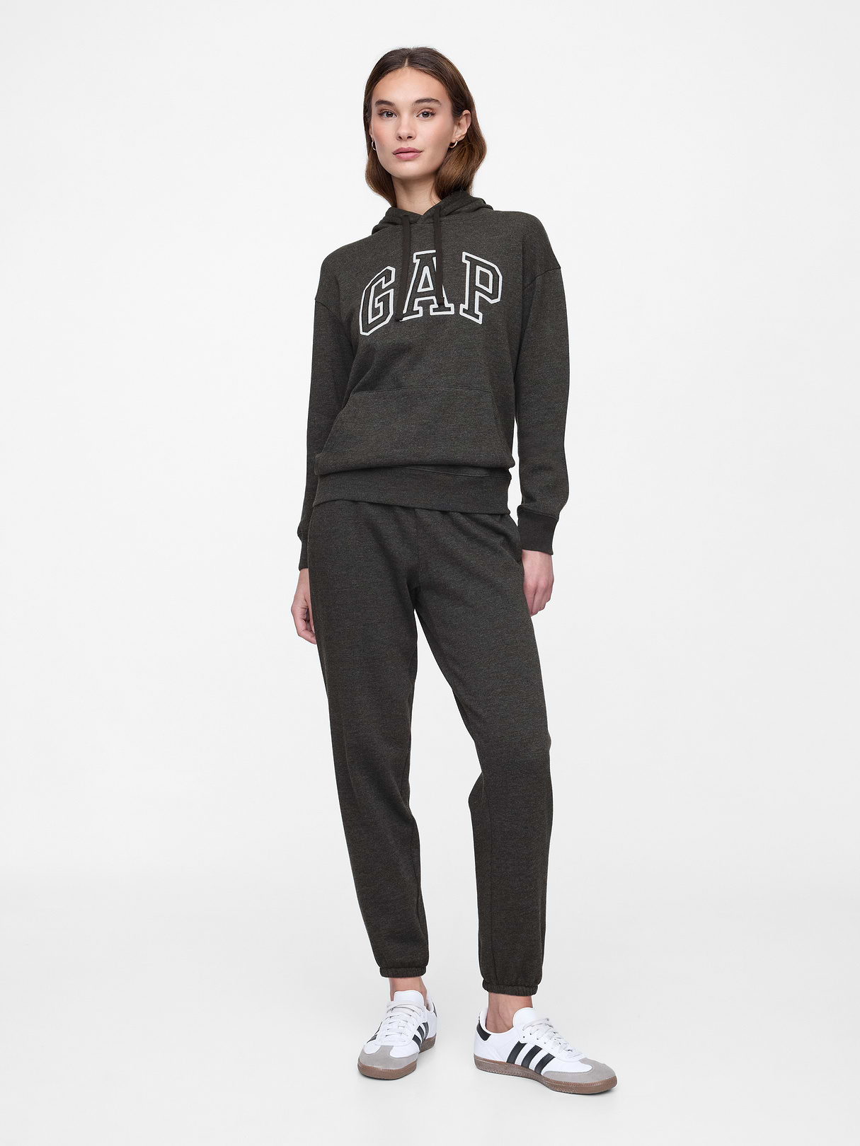 Relaxed Gap Logo Hoodie - charcoal heather gray
