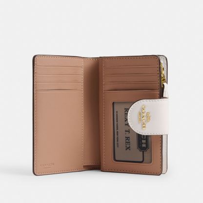 Medium Corner Zip Wallet With Floral Print - Gold/Chalk Multi - view 3