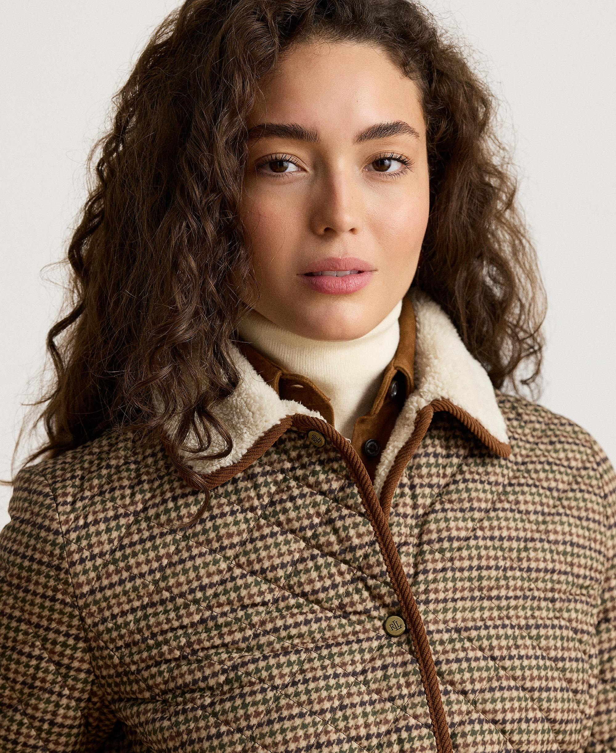 Lauren Ralph Lauren Women's Faux-Sherpa-Collar Quilted Coat, Created for Macy's - Loden Check