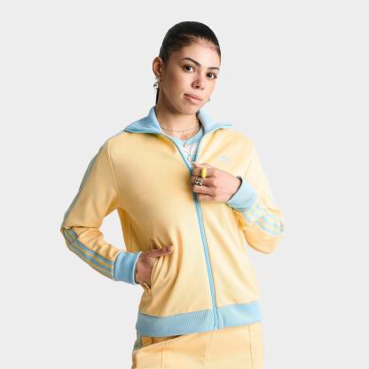 Women's adidas Originals Beckenbauer Classic Full-Zip Track Top Jacket - Orange Tint/Icy Blue