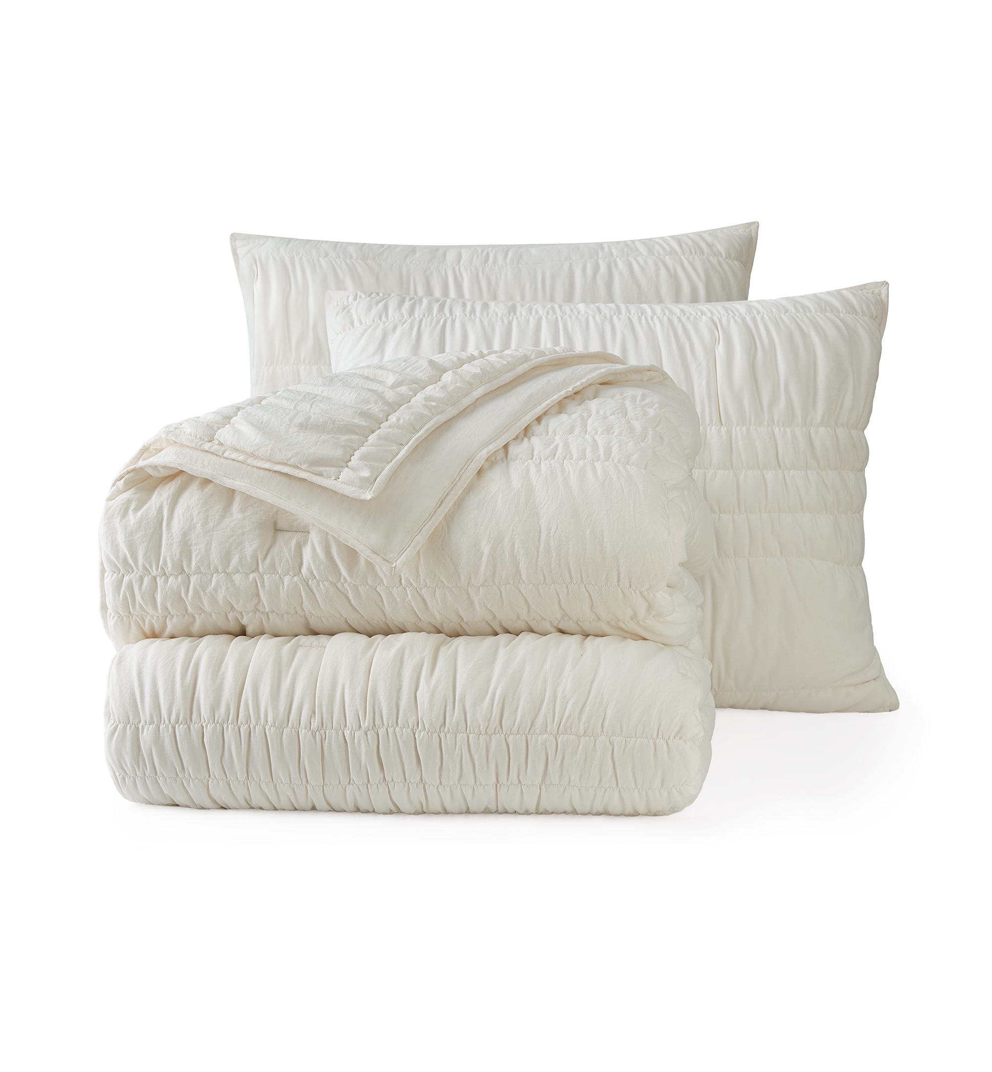 UGG® Devon Tide Ruched  Quilt Set - Ivory