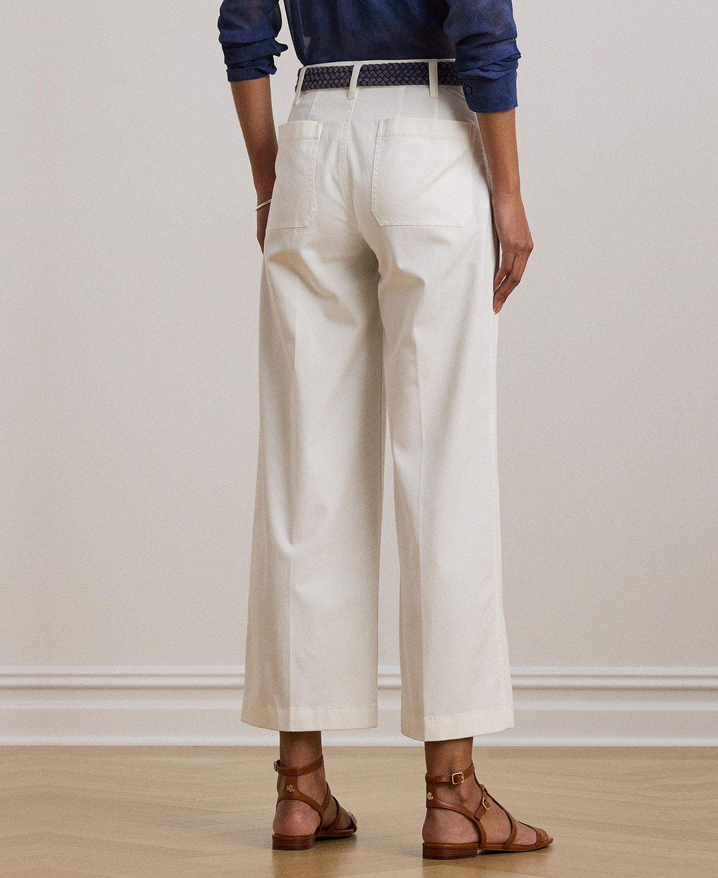 Lauren Ralph Lauren Women's Stretch Chino Wide-Leg Cropped Pants - White