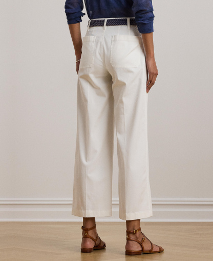 Lauren Ralph Lauren Women's Stretch Chino Wide-Leg Cropped Pants - White
