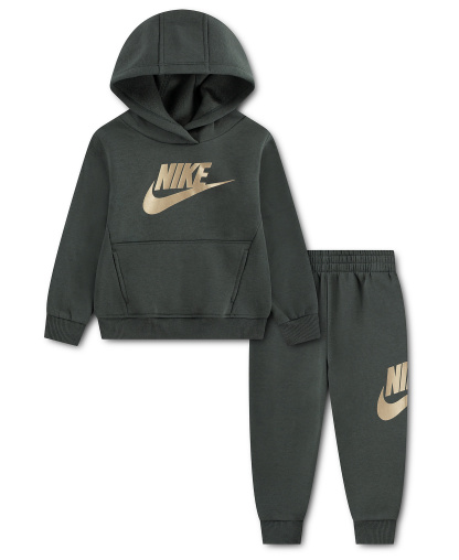 Nike Toddler Boys' and Girls' 2T-4T Club Fleece Long-Sleeve Hoodie and Pants, 2-Piece Set - Camo Green/ Gold