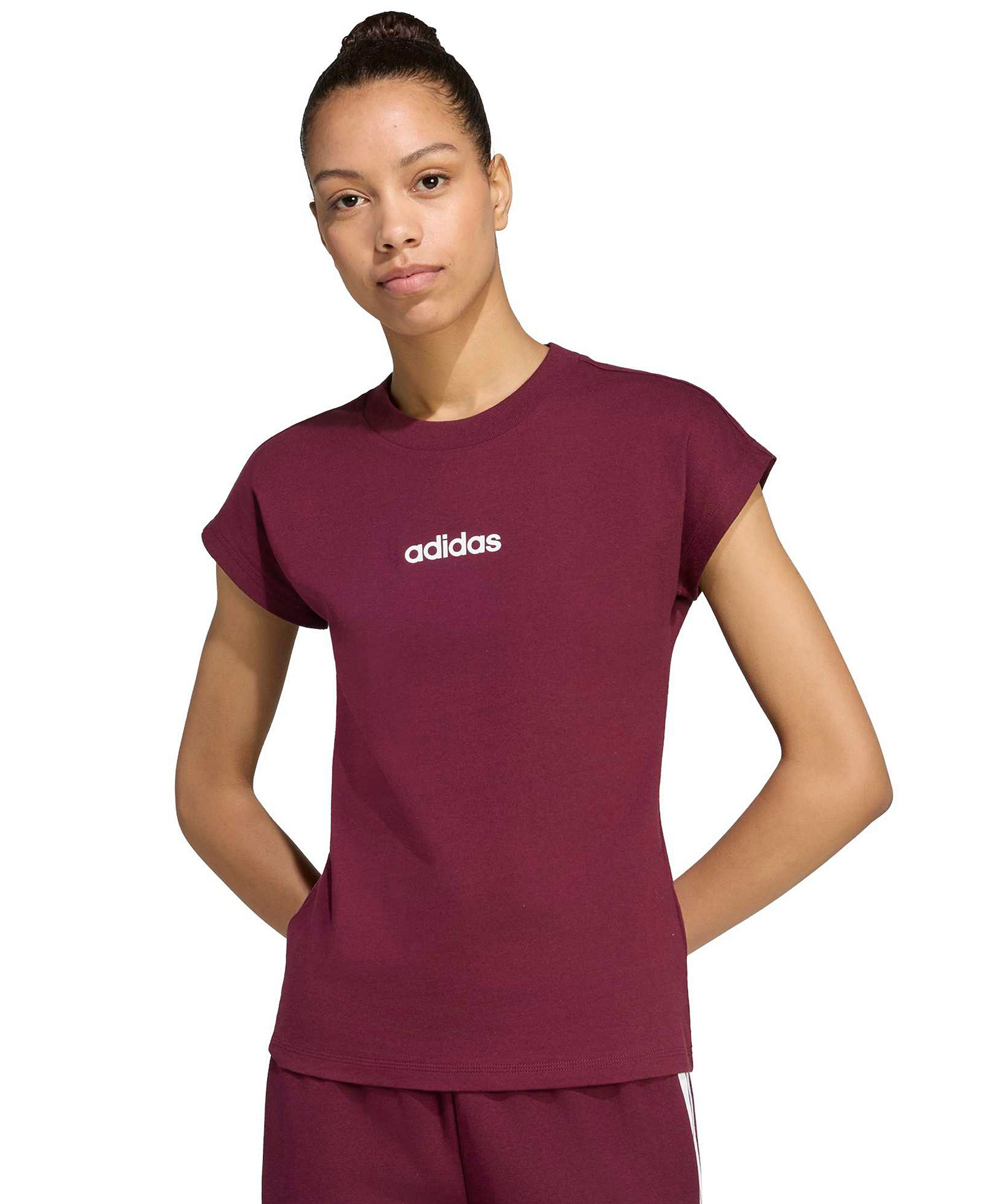 adidas Women's Essentials Linear Cotton T-Shirt - Black/white