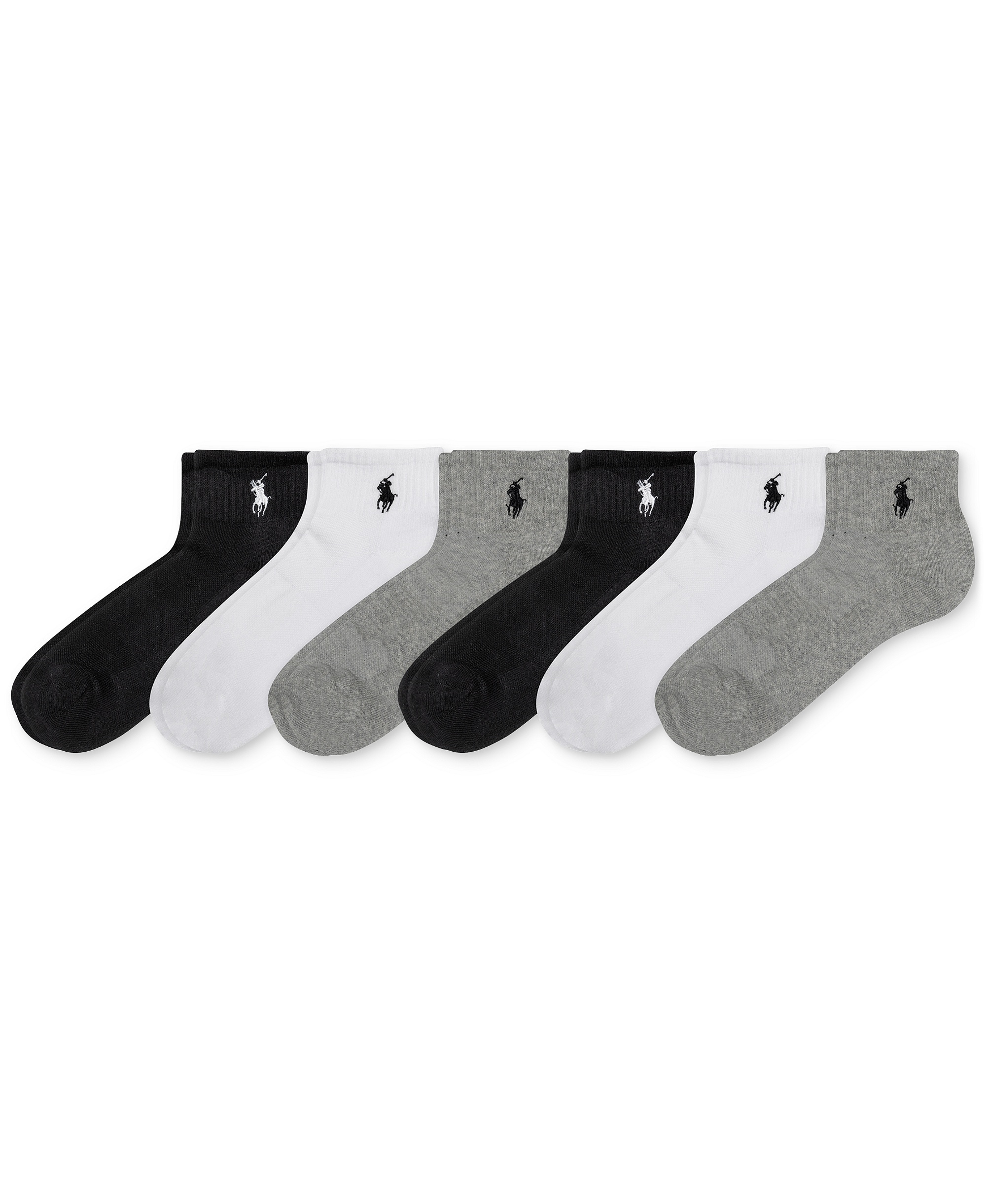 Polo Ralph Lauren Women's 6-Pk. Cushion Quarter Socks - Gray heather assortment