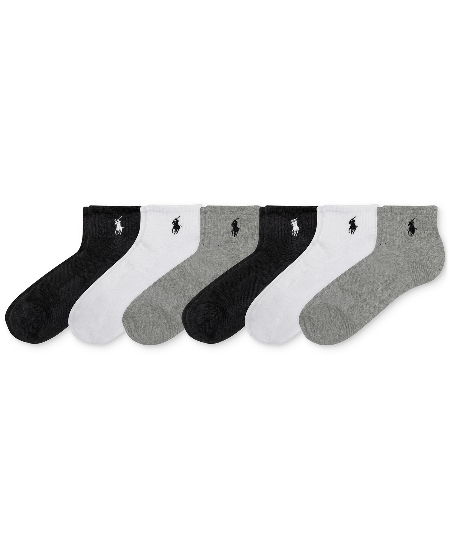 Polo Ralph Lauren Women's 6-Pk. Cushion Quarter Socks - Gray heather assortment